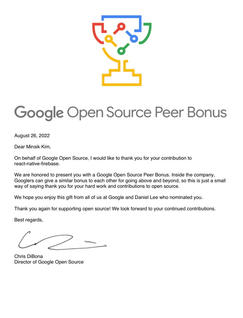 Google Open Source Peer Bonus